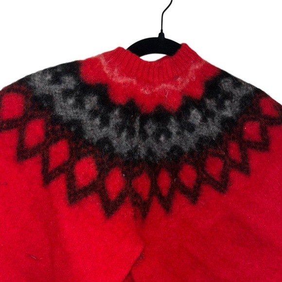 Izod red 100% Shetland wool poncho sweater medium m - Picture 6 of 7